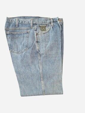 Cinch Men's Jeans 35x32 Light Wash Straight Leg 100% Cotton Western Denim Stains